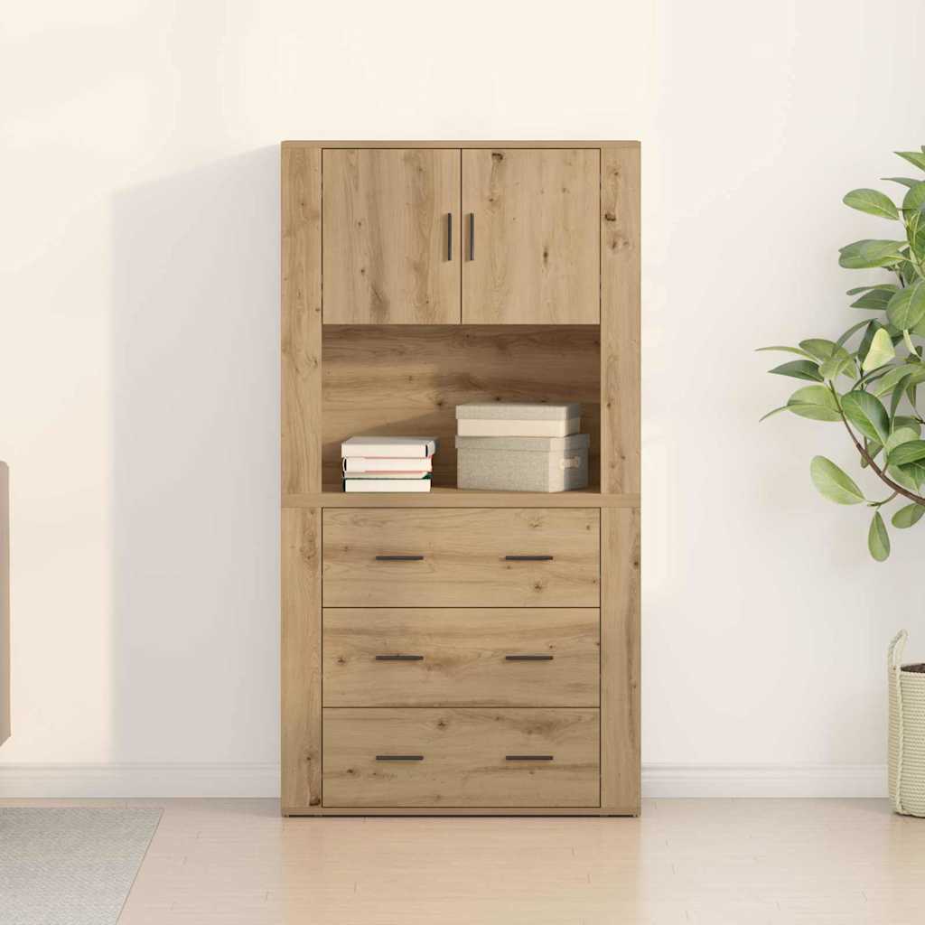 Haut de buffet avec tiroir chêne artisanal 80 x 33 x 150 cm - XIOS