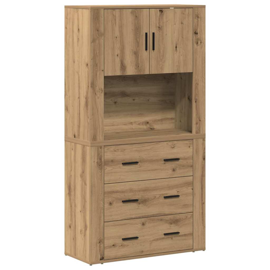 Haut de buffet avec tiroir chêne artisanal 80 x 33 x 150 cm - XIOS
