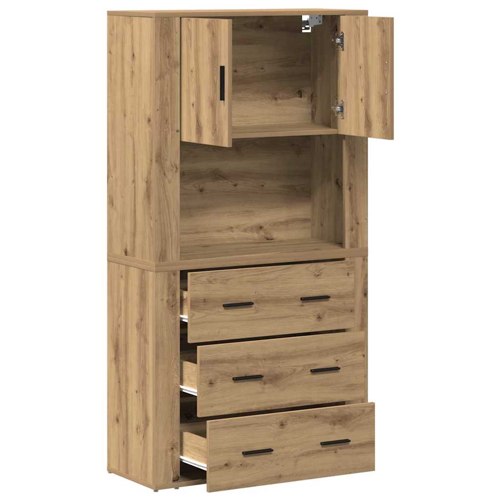 Haut de buffet avec tiroir chêne artisanal 80 x 33 x 150 cm - XIOS