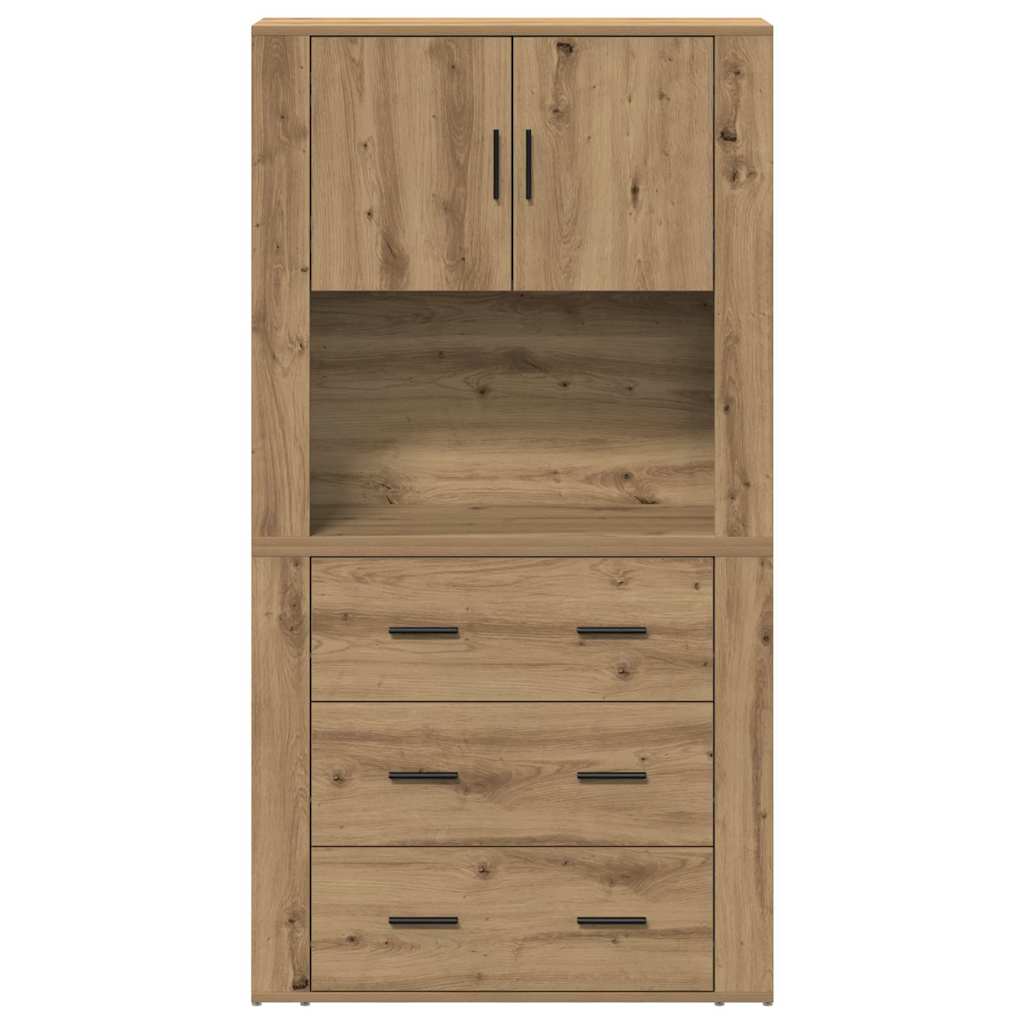 Haut de buffet avec tiroir chêne artisanal 80 x 33 x 150 cm - XIOS