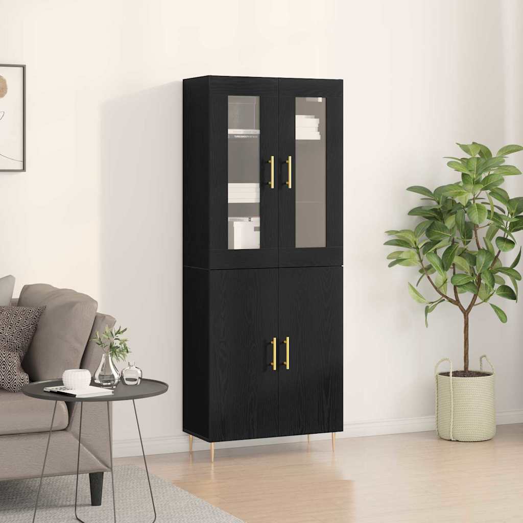 Haut Armoire Montage mural 2 pcs Chêne noir 69,5 x 34 x 180 cm - XIOS
