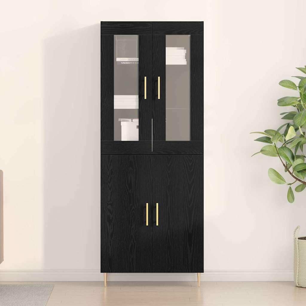 Haut Armoire Montage mural 2 pcs Chêne noir 69,5 x 34 x 180 cm - XIOS