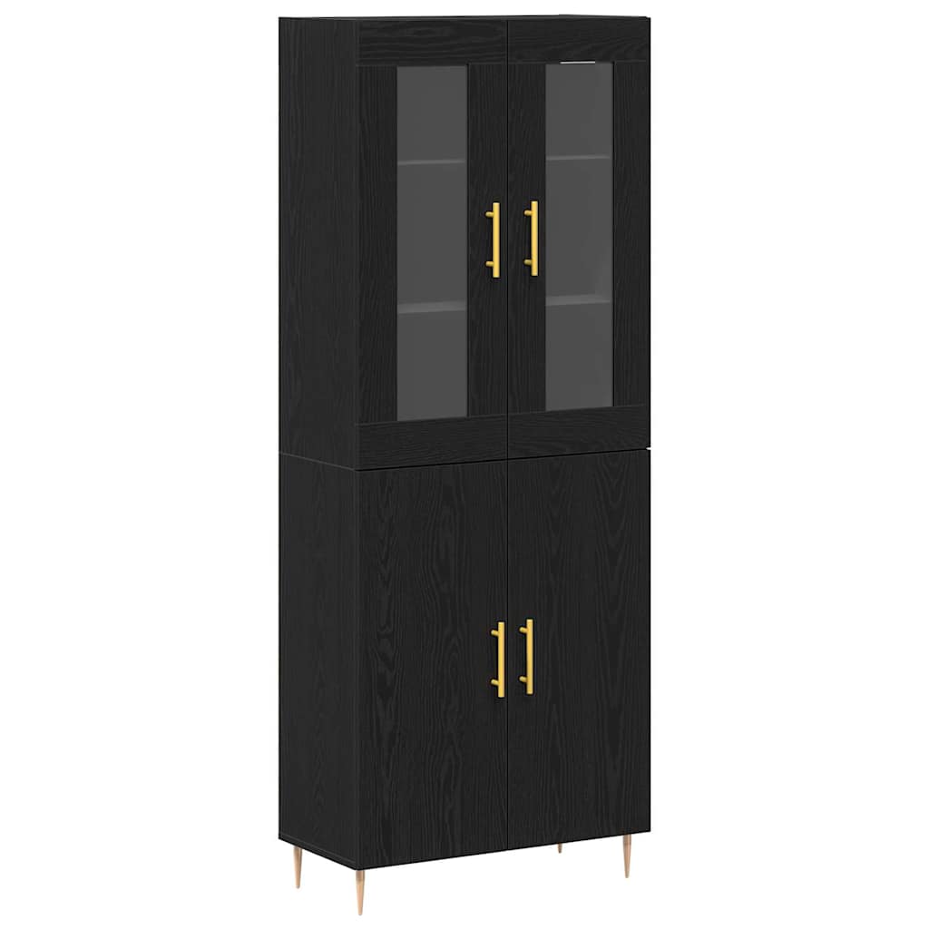 Haut Armoire Montage mural 2 pcs Chêne noir 69,5 x 34 x 180 cm - XIOS