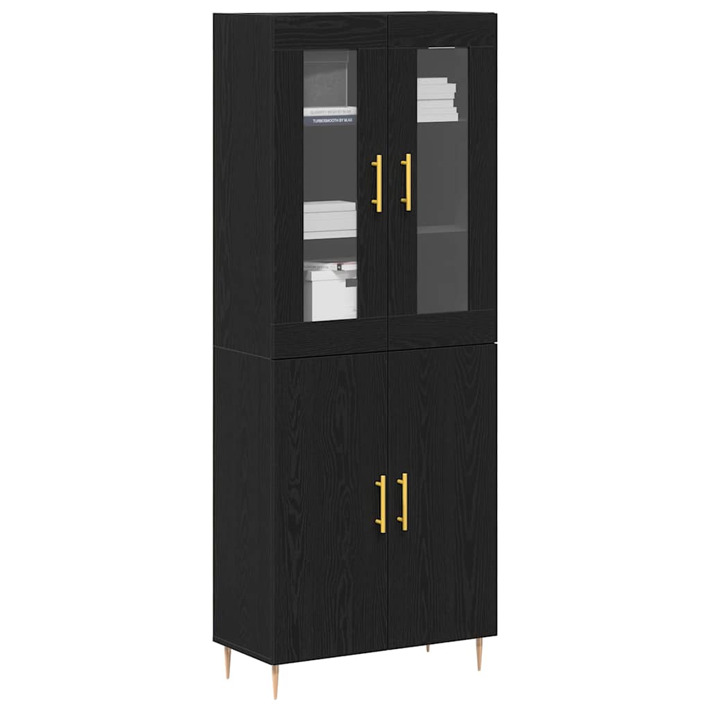 Haut Armoire Montage mural 2 pcs Chêne noir 69,5 x 34 x 180 cm - XIOS