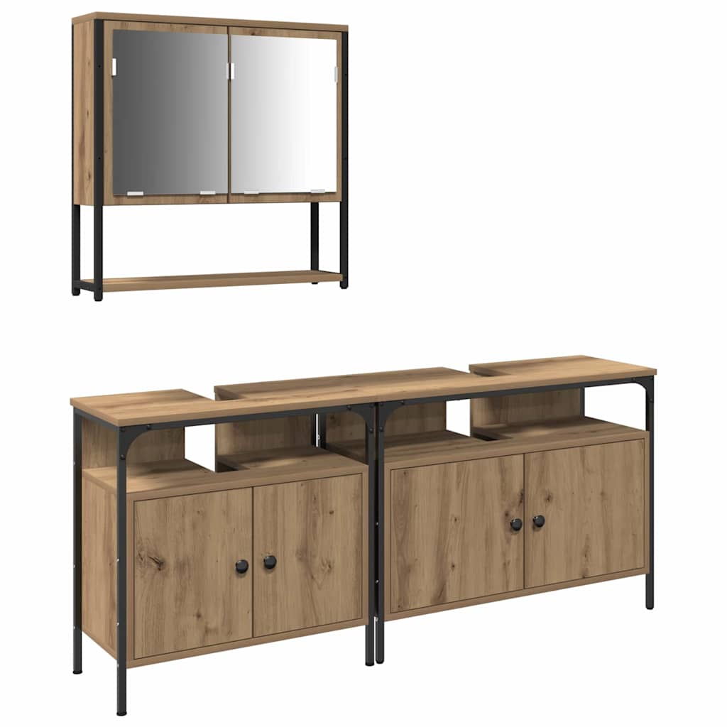 Ensemble de mobilier de salle de bain 3 pièces Marron