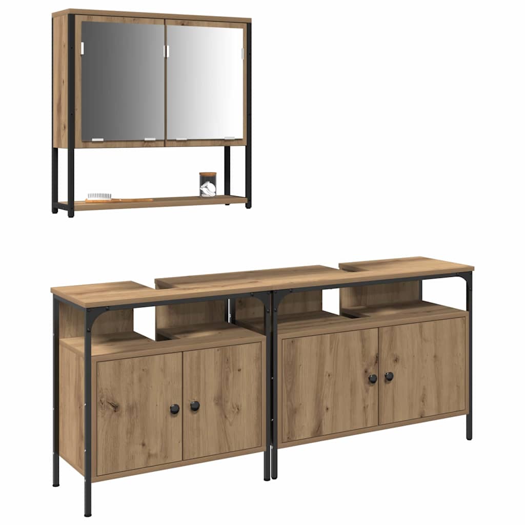 Ensemble de mobilier de salle de bain 3 pièces Marron
