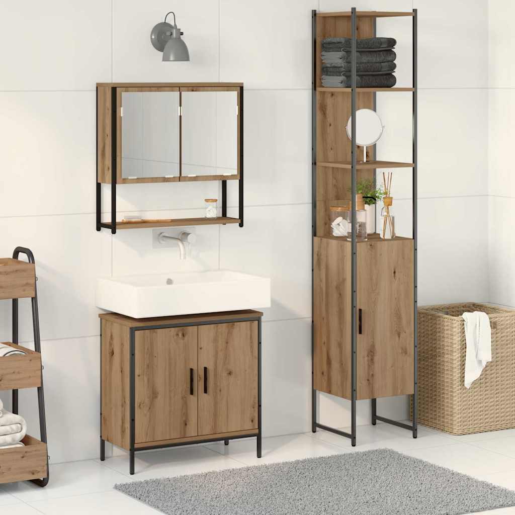 Ensemble de mobilier de salle de bain 3 pièces Marron