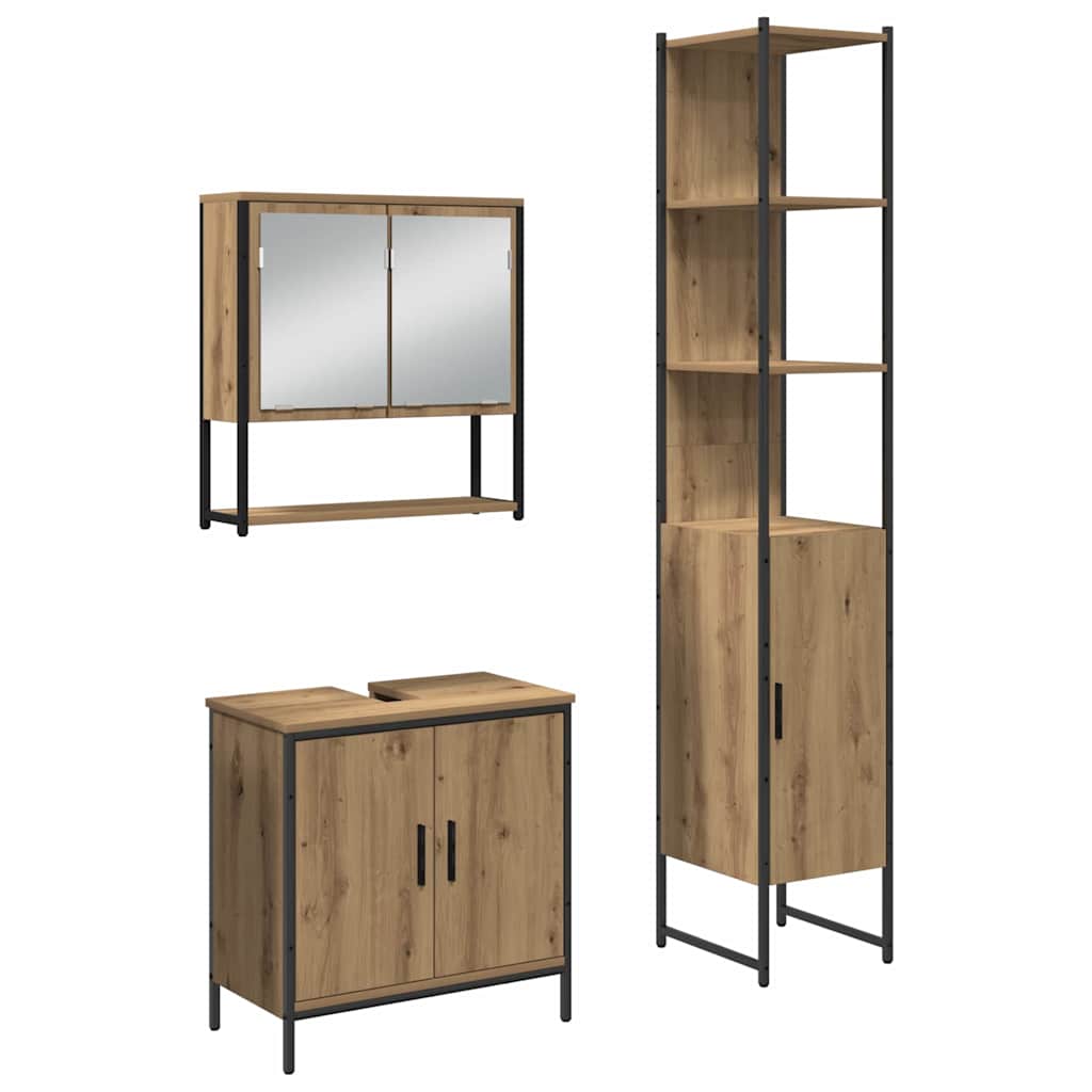 Ensemble de mobilier de salle de bain 3 pièces Marron