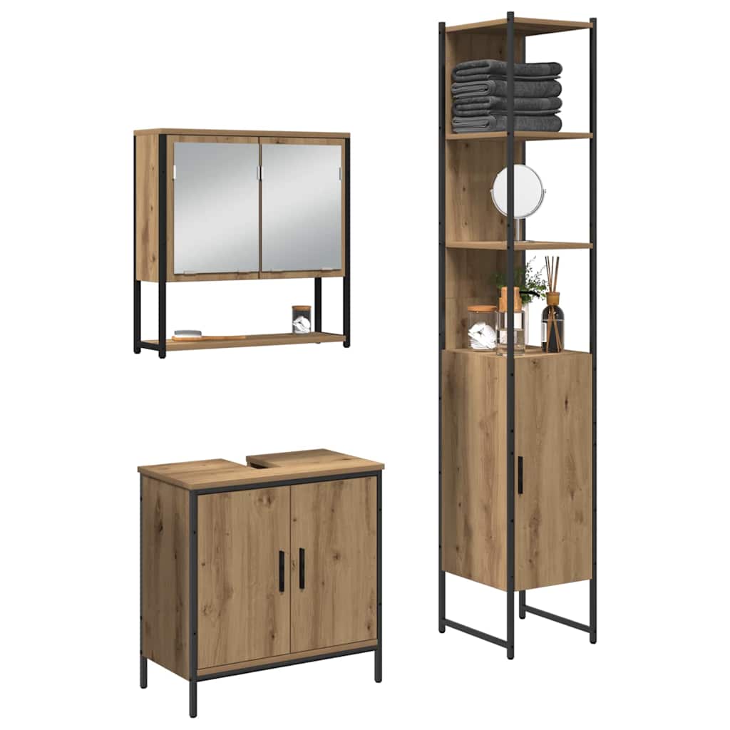 Ensemble de mobilier de salle de bain 3 pièces Marron