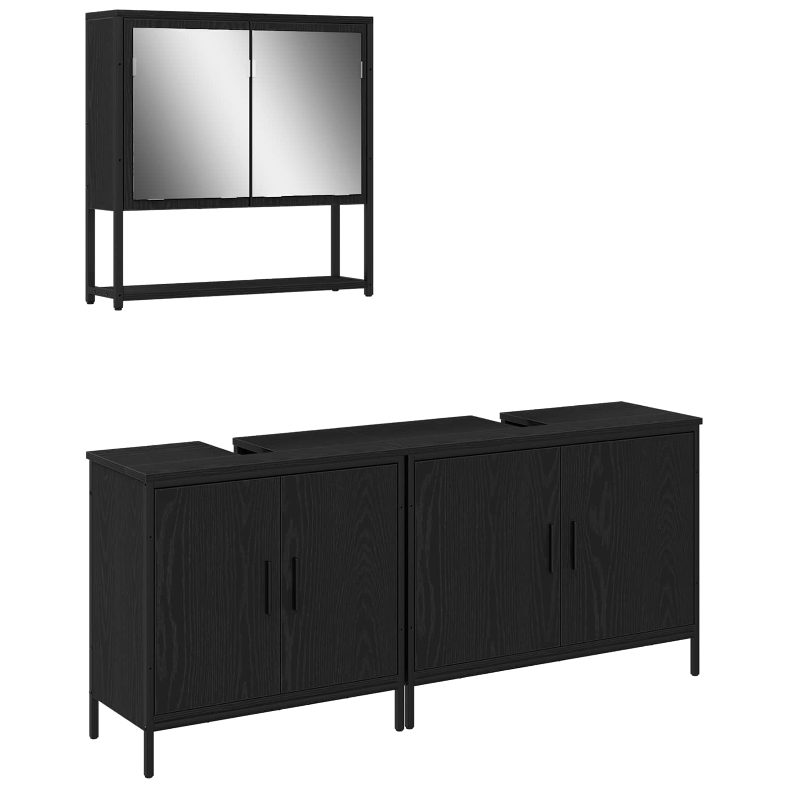 Ensemble de mobilier de salle de bain 3 pc Noir 80 x 30 x 60 cm