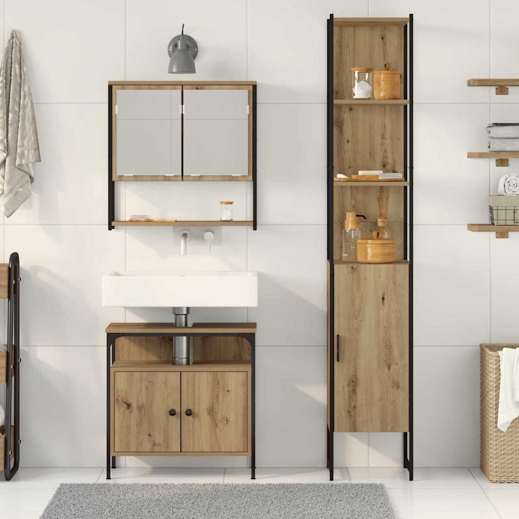 Ensemble de mobilier de salle de bain 3 pc Chêne artisanal