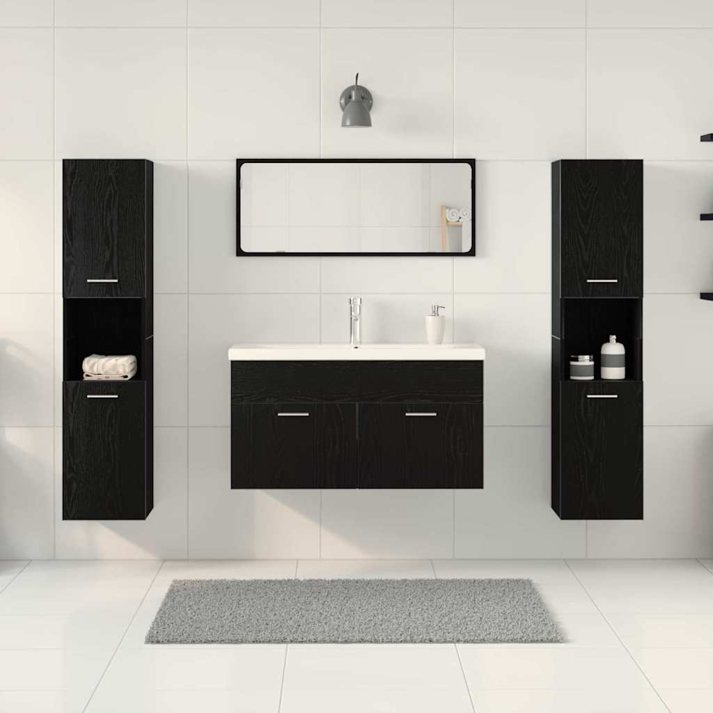 Ensemble de mobilier de salle de bain 4 pièces Chêne noir