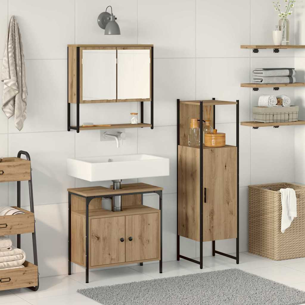 Ensemble de mobilier de salle de bain 3 pièces Marron