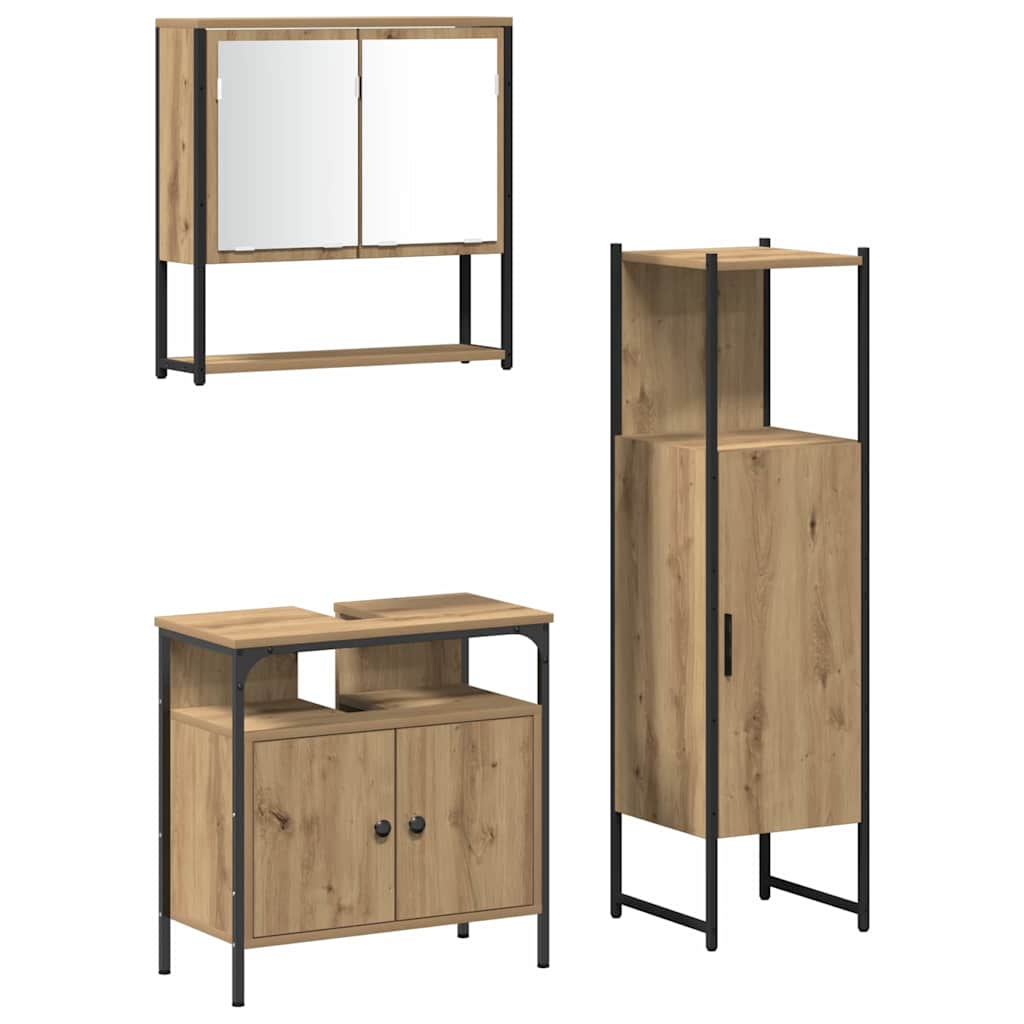 Ensemble de mobilier de salle de bain 3 pièces Marron