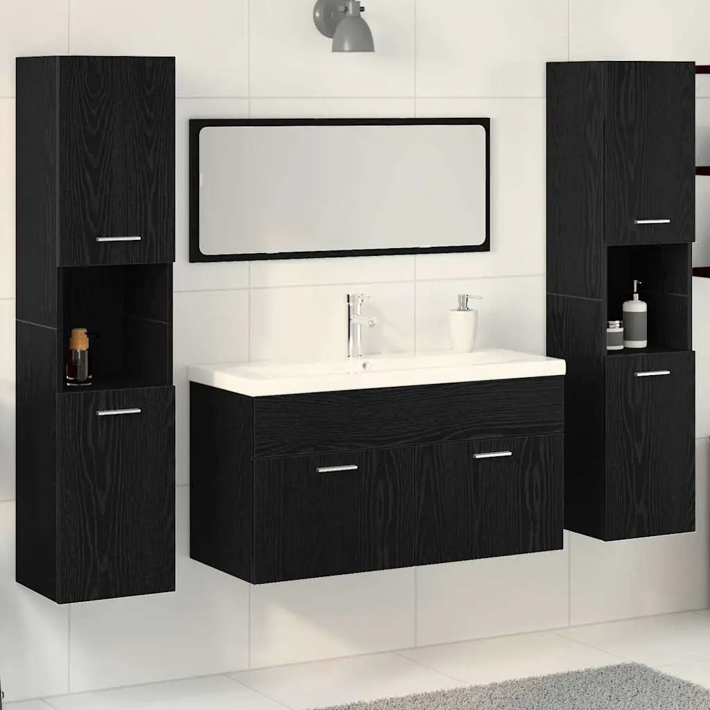 Ensemble de mobilier de salle de bain 4 pc Chêne noir - XIOS