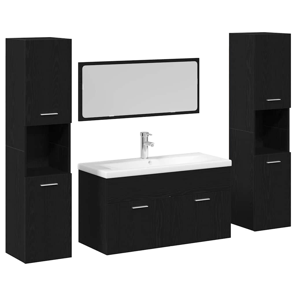 Ensemble de mobilier de salle de bain 4 pc Chêne noir