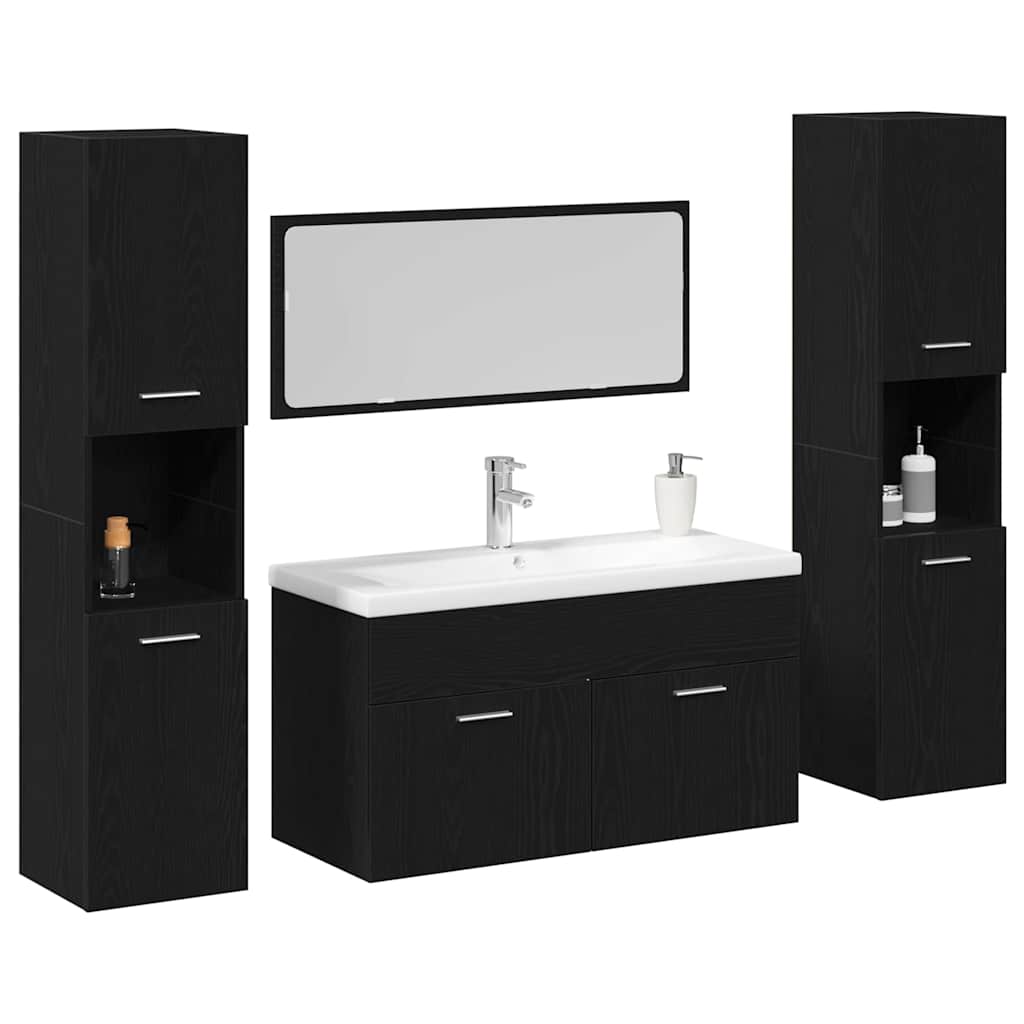Ensemble de mobilier de salle de bain 4 pc Chêne noir