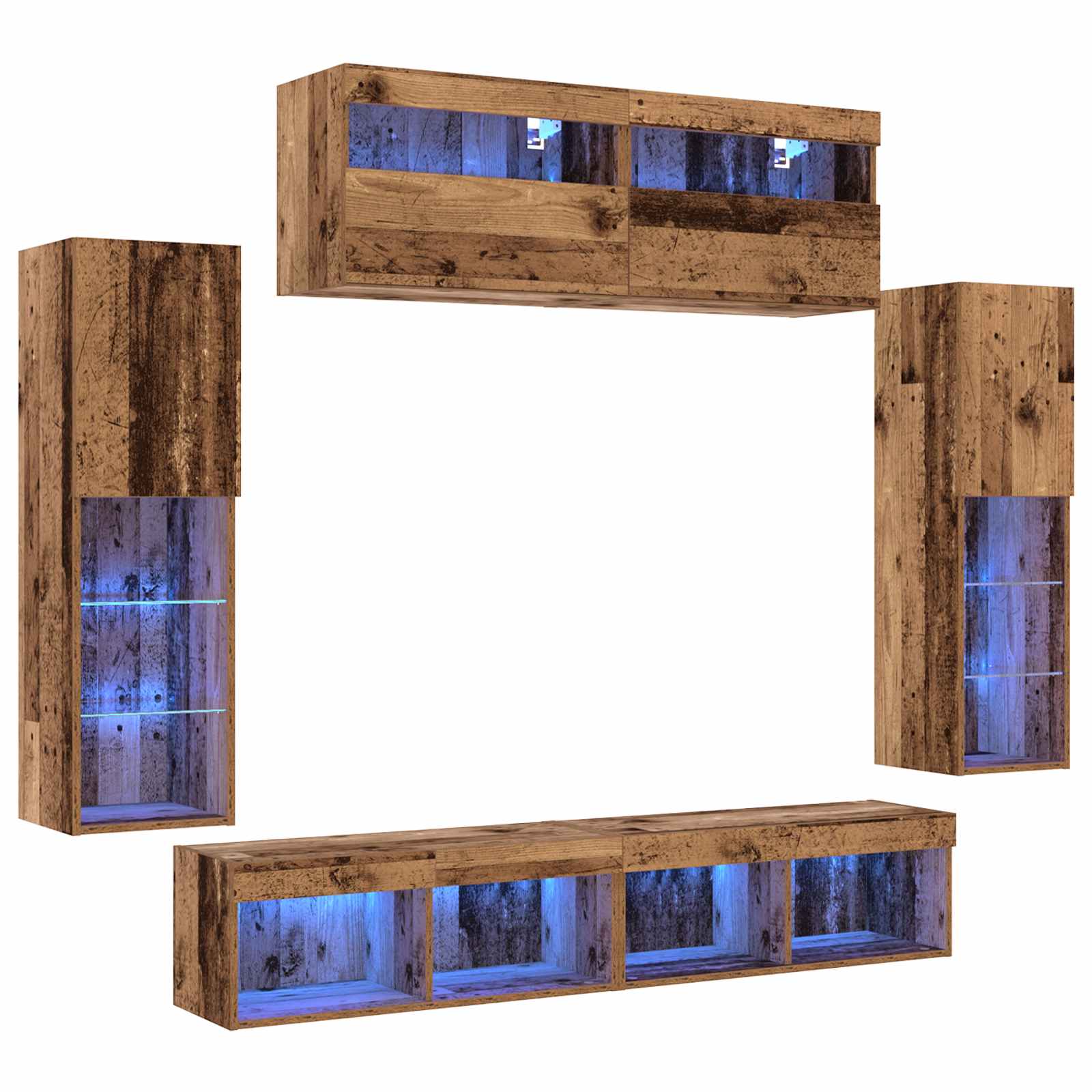 Ensemble meuble TV 6 pcs Bois ancien Bois d'ingénierie - XIOS