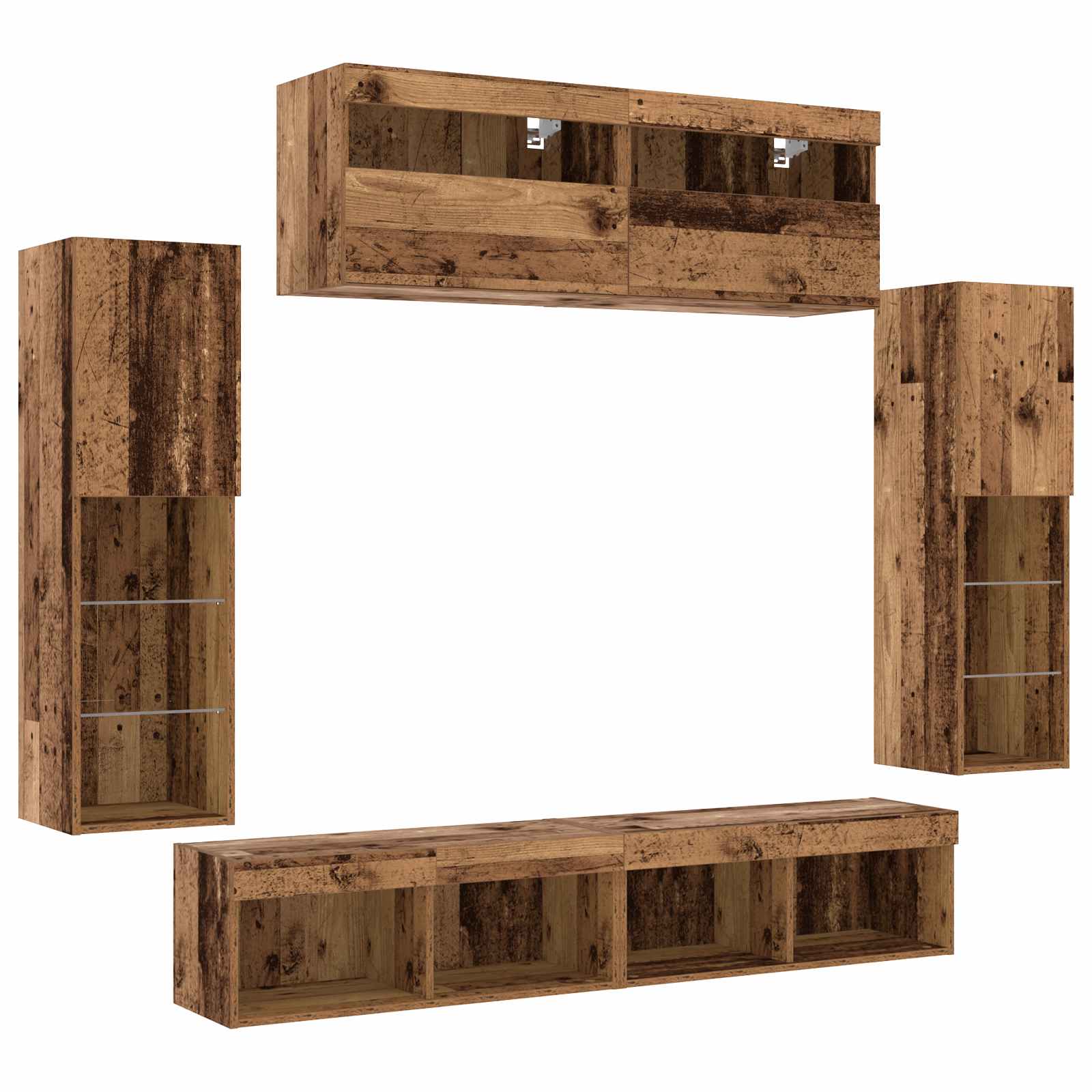 Ensemble meuble TV 6 pcs Bois ancien Bois d'ingénierie - XIOS