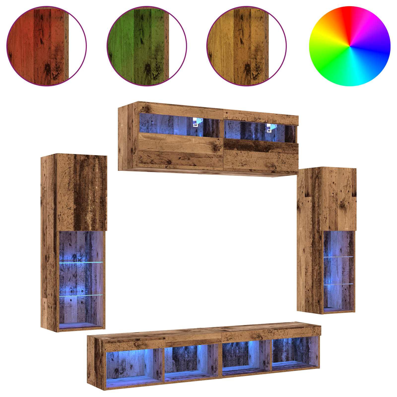 Ensemble meuble TV 6 pcs Bois ancien Bois d'ingénierie - XIOS