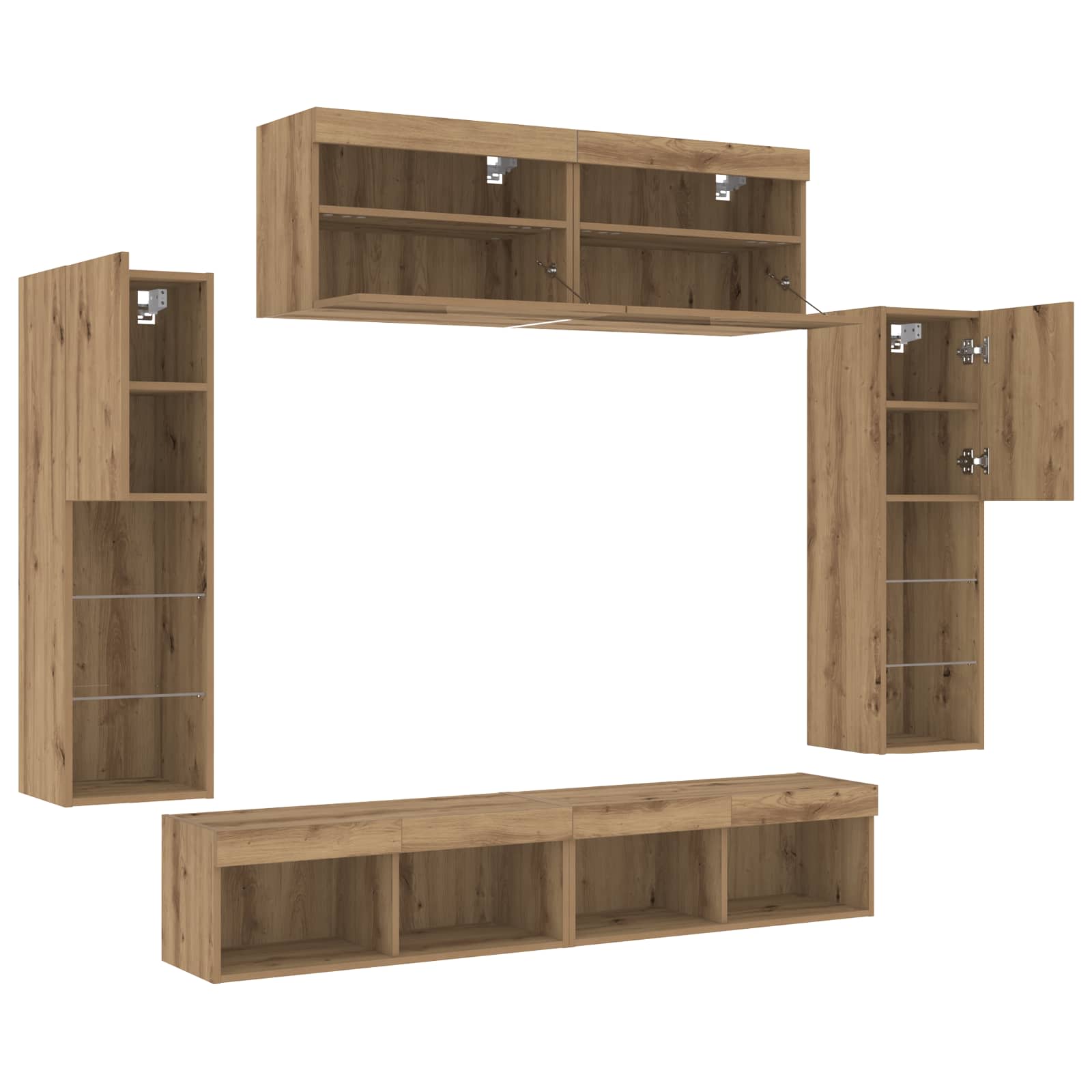 Ensemble meuble TV 6 pcs chêne artisanal Bois d'ingénierie - XIOS