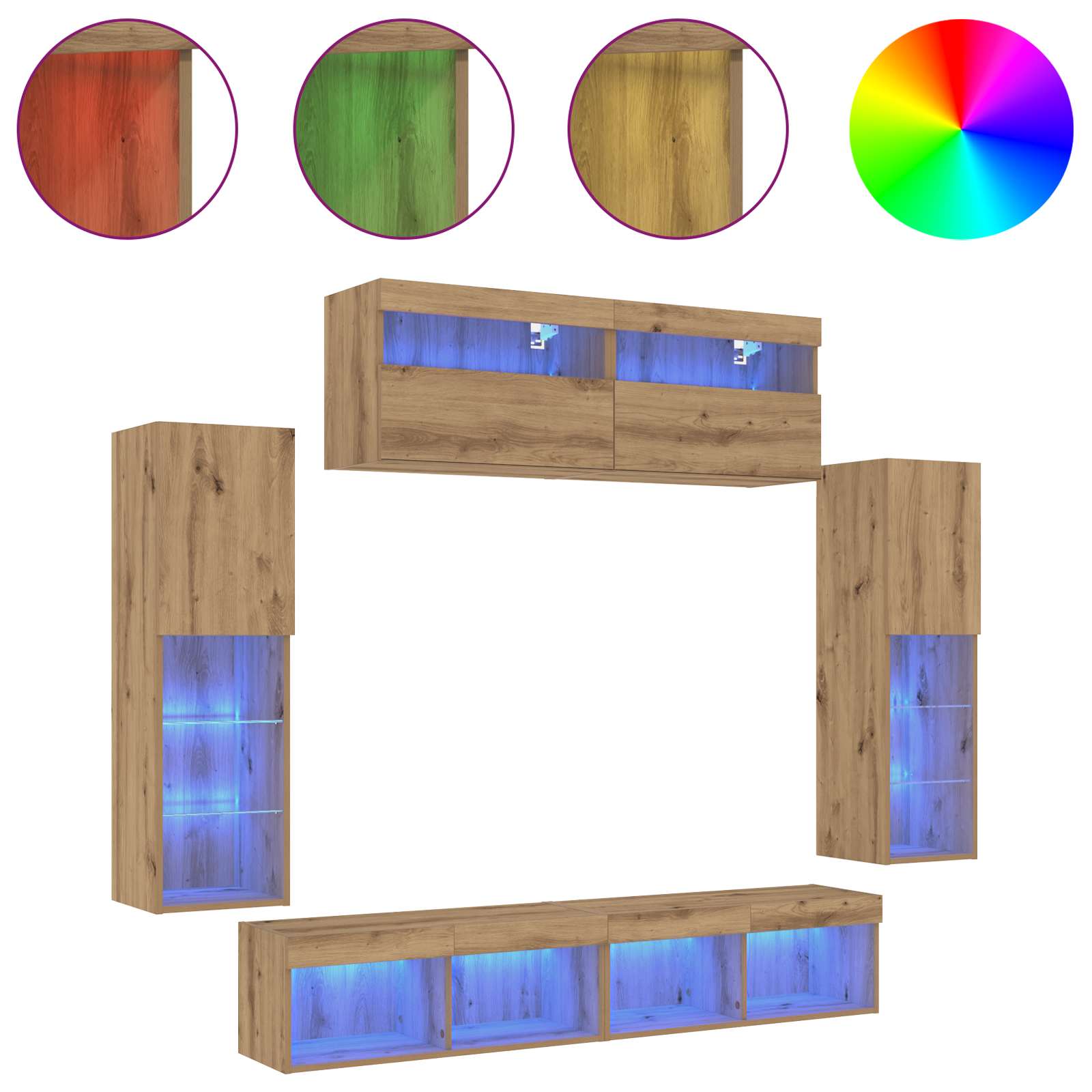Ensemble meuble TV 6 pcs chêne artisanal Bois d'ingénierie - XIOS