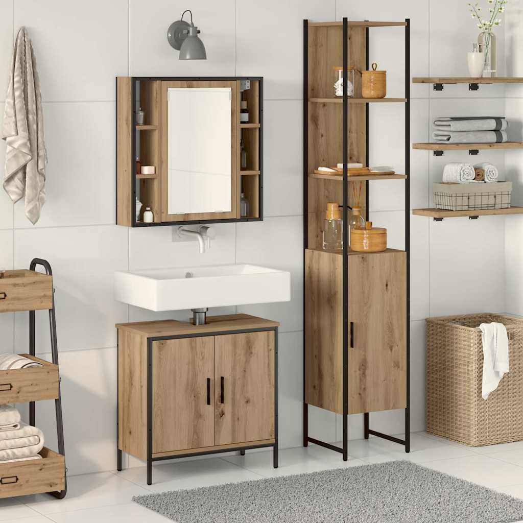 Meubles de salle de bain 3 pc Marron 33 x 33 x 185,5 cm - XIOS