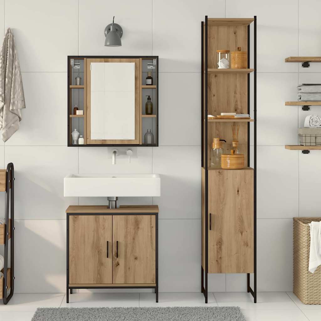 Meubles de salle de bain 3 pc Marron 33 x 33 x 185,5 cm - XIOS