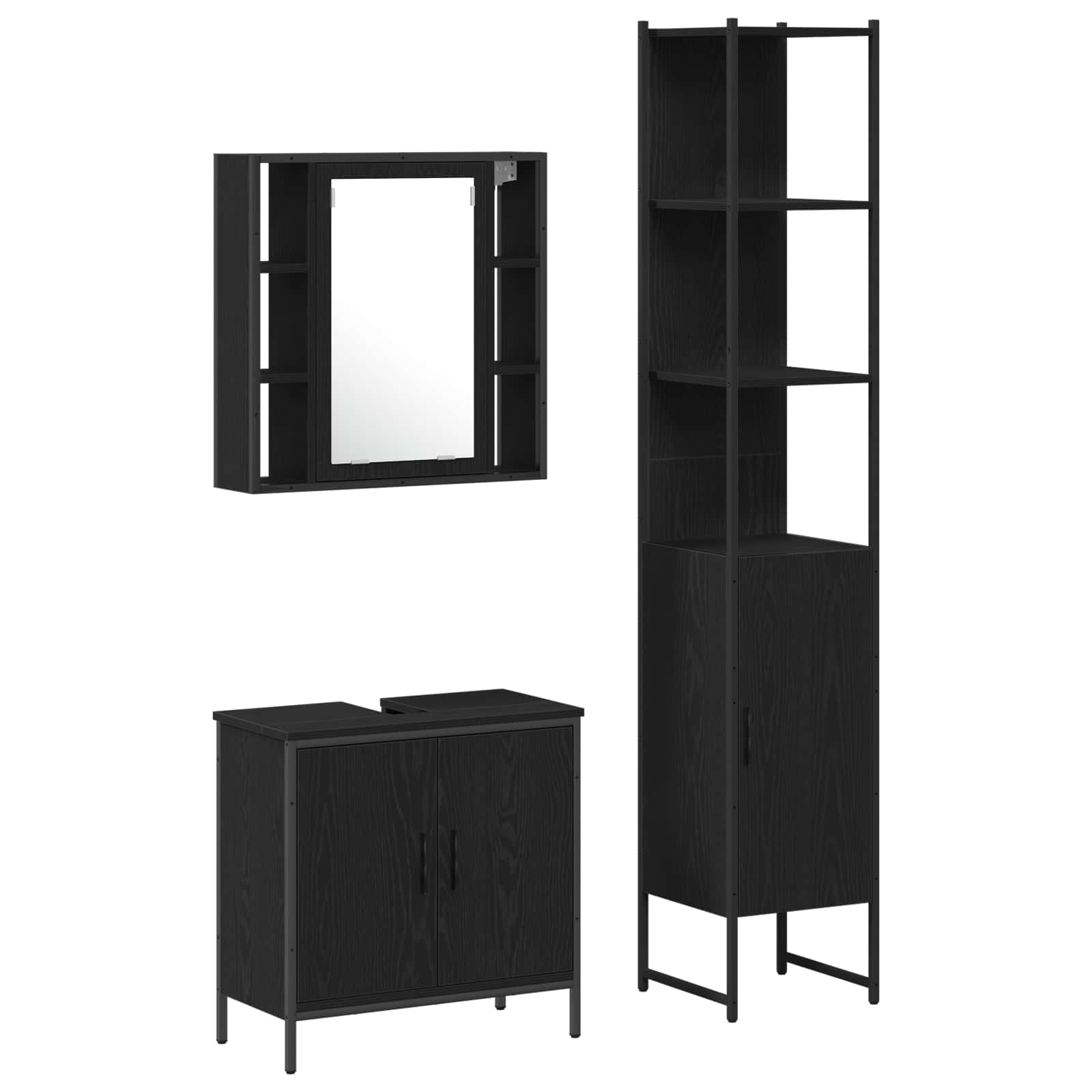 Meubles de salle de bain 3 pc Noir 33 x 33 x 185,5 cm - XIOS