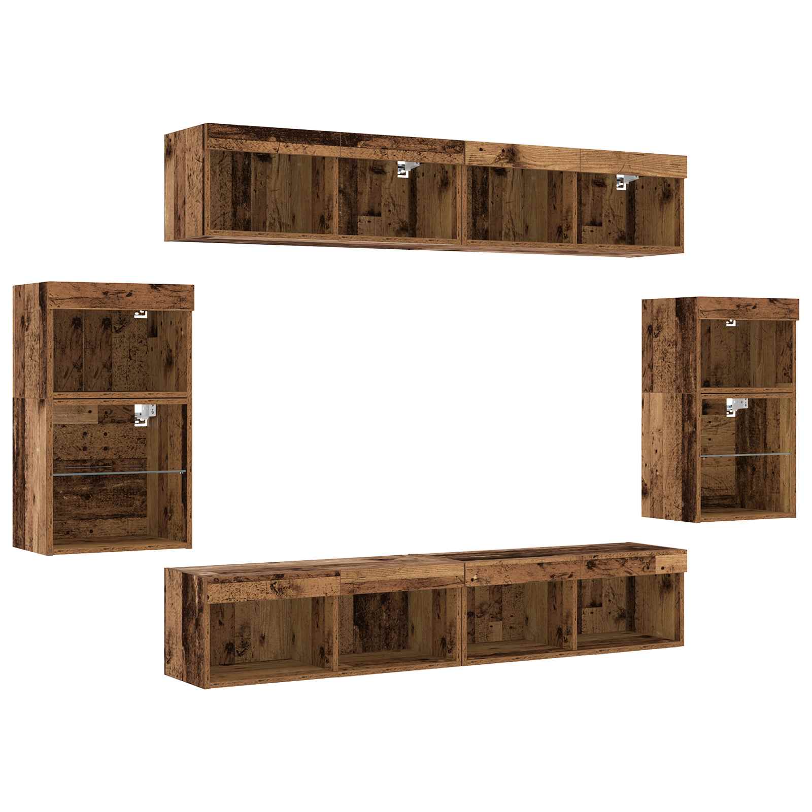 Ensemble meuble TV 8 pcs Bois ancien Bois d'ingénierie - XIOS