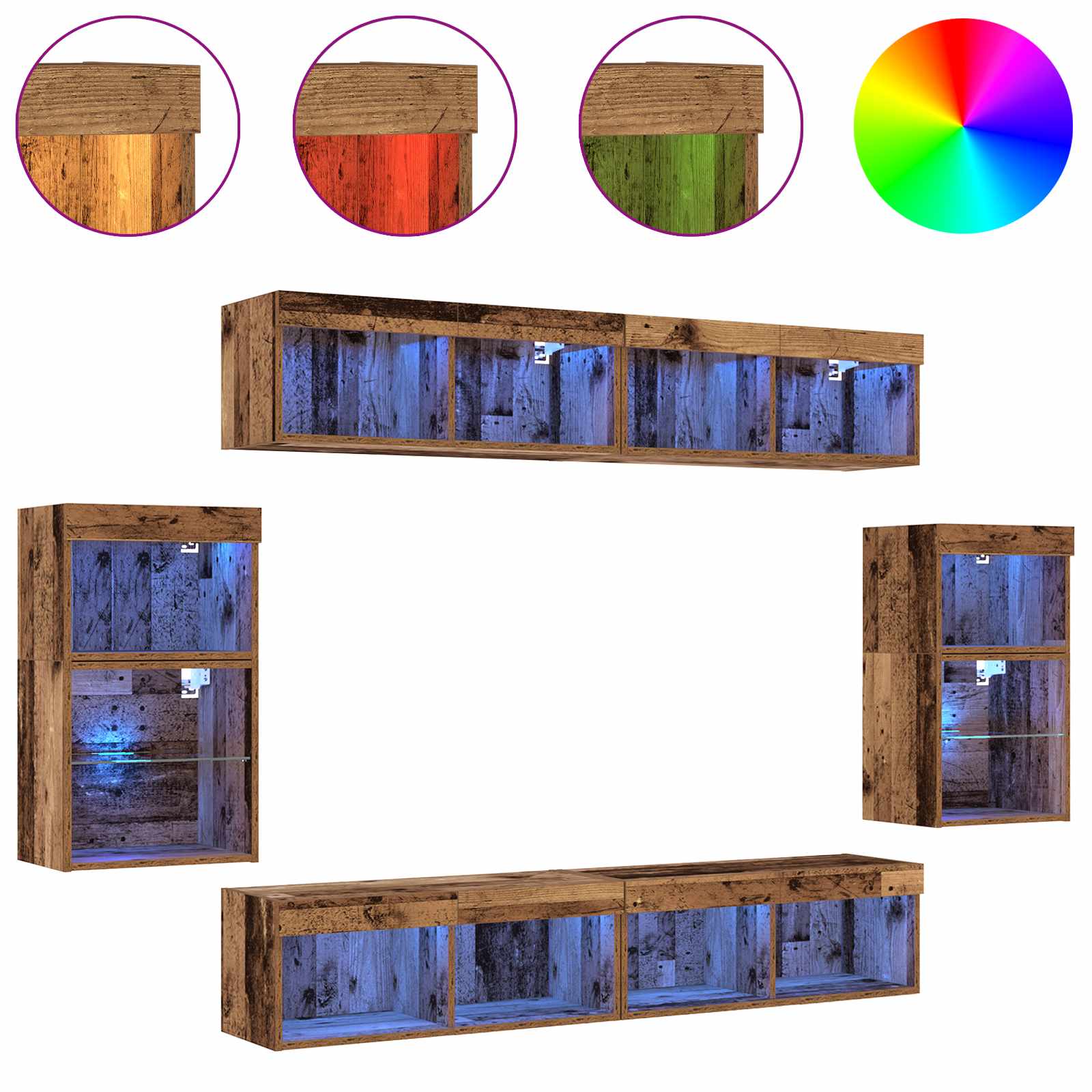 Ensemble meuble TV 8 pcs Bois ancien Bois d'ingénierie - XIOS