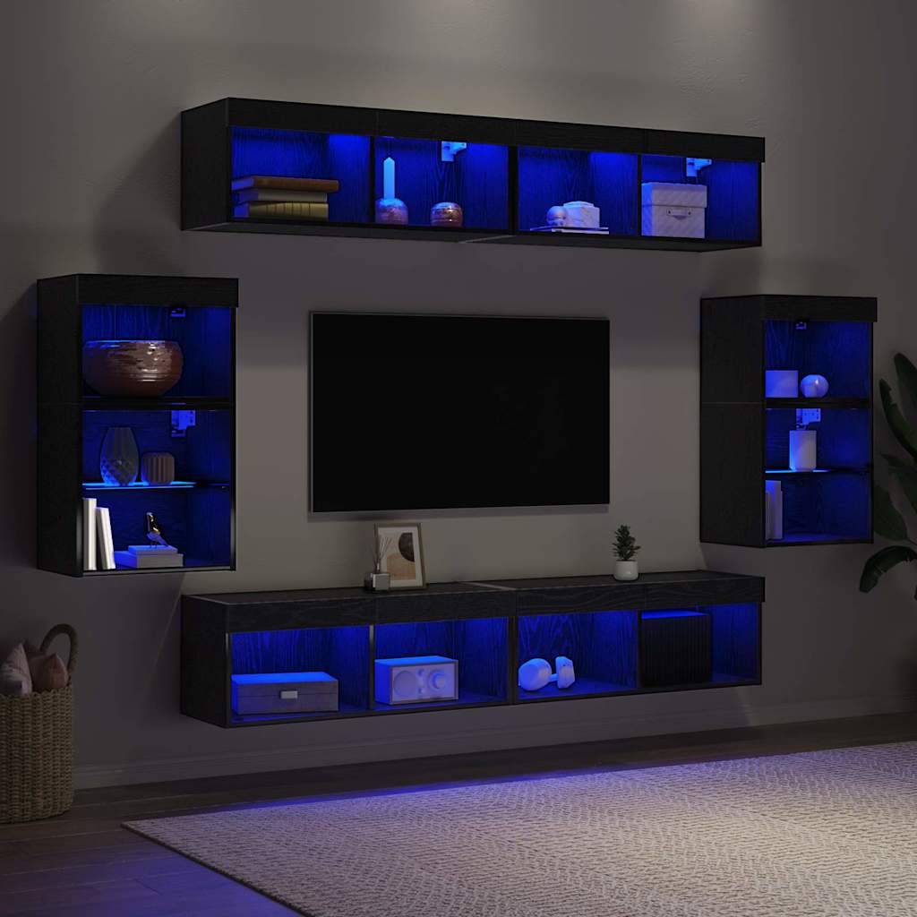 Ensemble meuble TV 8 pcs Chêne noir Bois d'ingénierie - XIOS