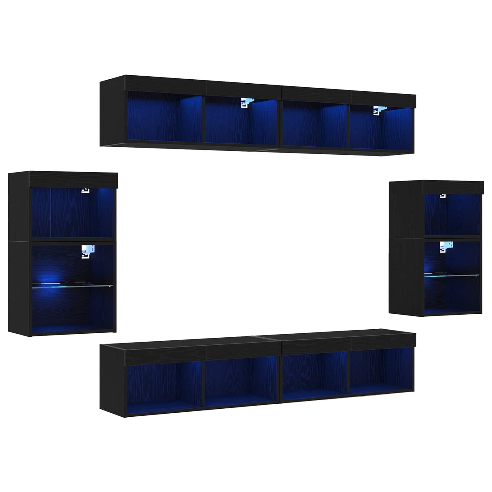 Ensemble meuble TV 8 pcs Chêne noir Bois d'ingénierie - XIOS