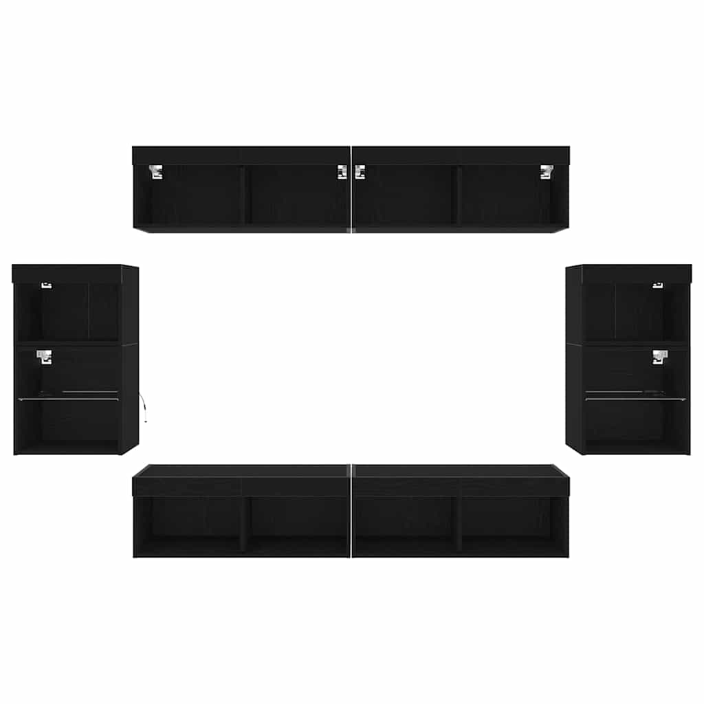 Ensemble meuble TV 8 pcs Chêne noir Bois d'ingénierie - XIOS