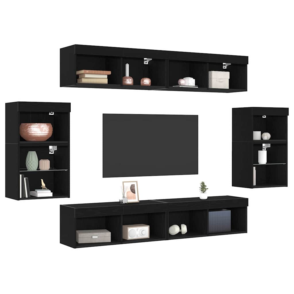 Ensemble meuble TV 8 pcs Chêne noir Bois d'ingénierie - XIOS