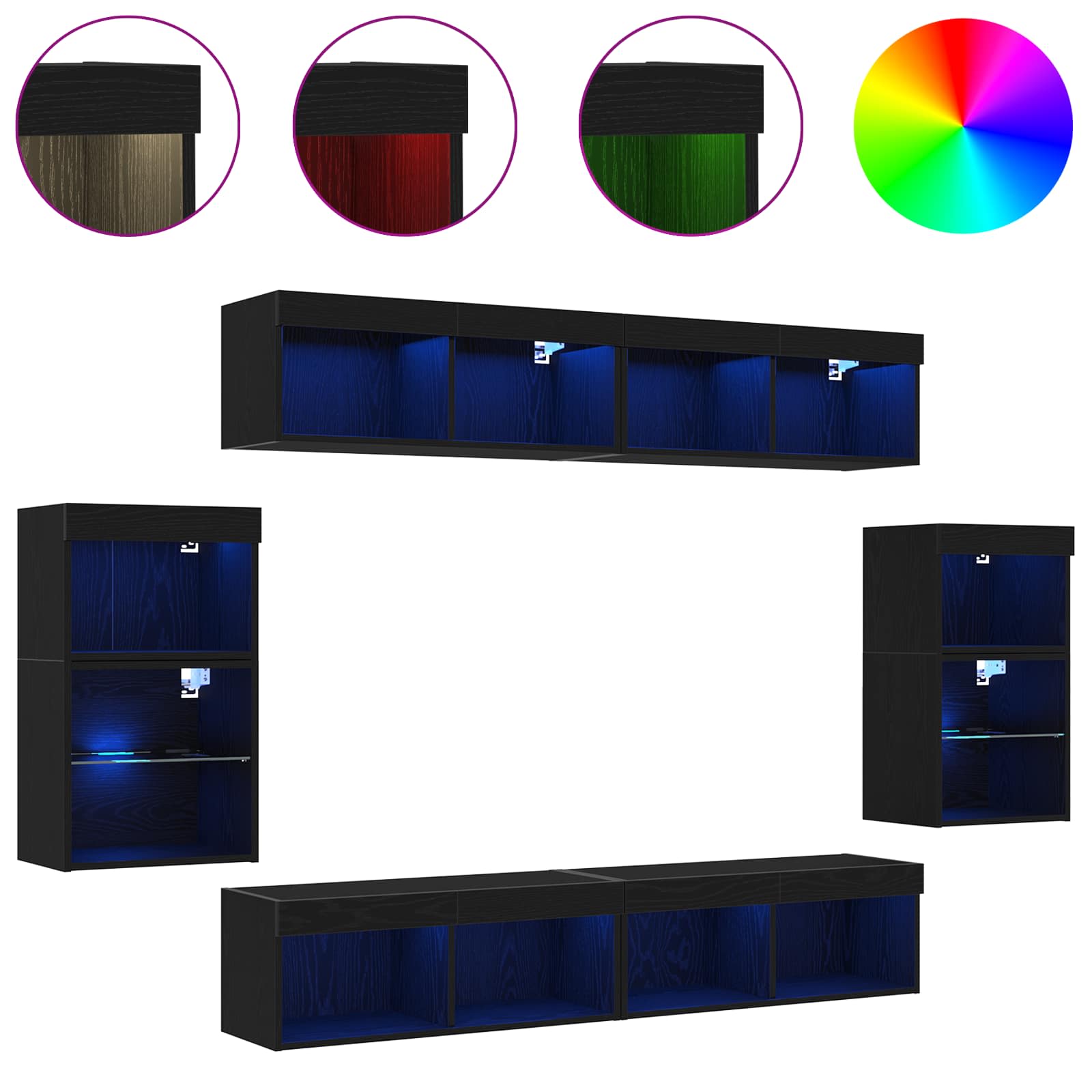 Ensemble meuble TV 8 pcs Chêne noir Bois d'ingénierie - XIOS