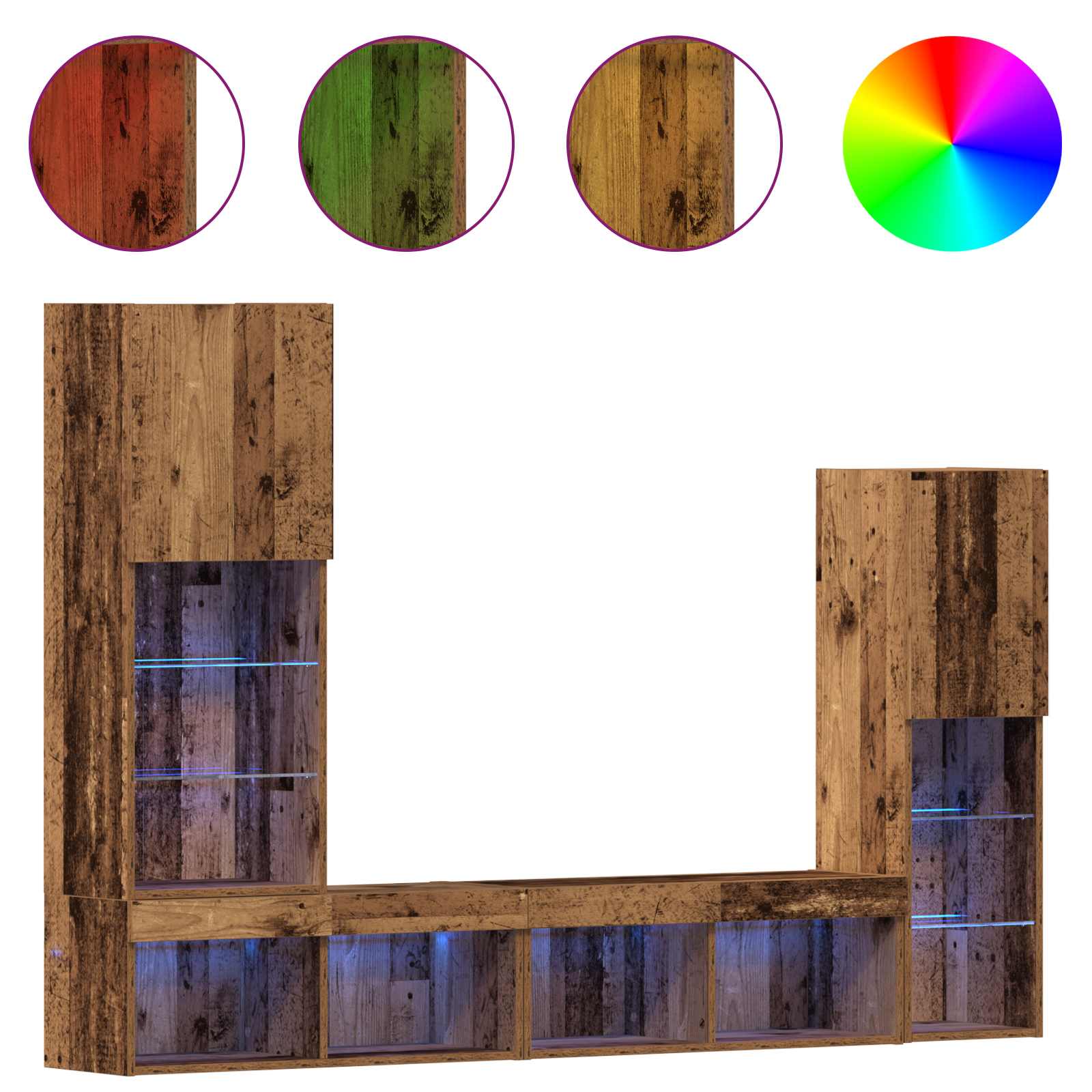 Meuble TV 4 pcs Bois ancien Bois d'ingénierie - XIOS