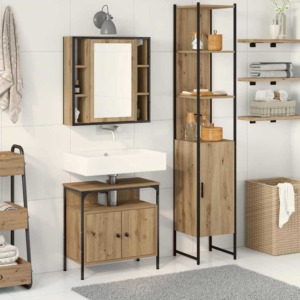 Ensemble de mobilier de salle de bain 3 pc Chêne artisanal