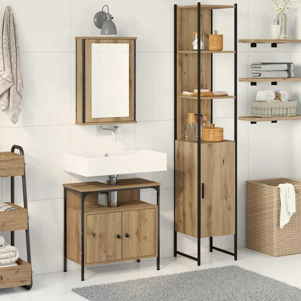 Ensemble de mobilier de salle de bain 3 pc Chêne artisanal - XIOS