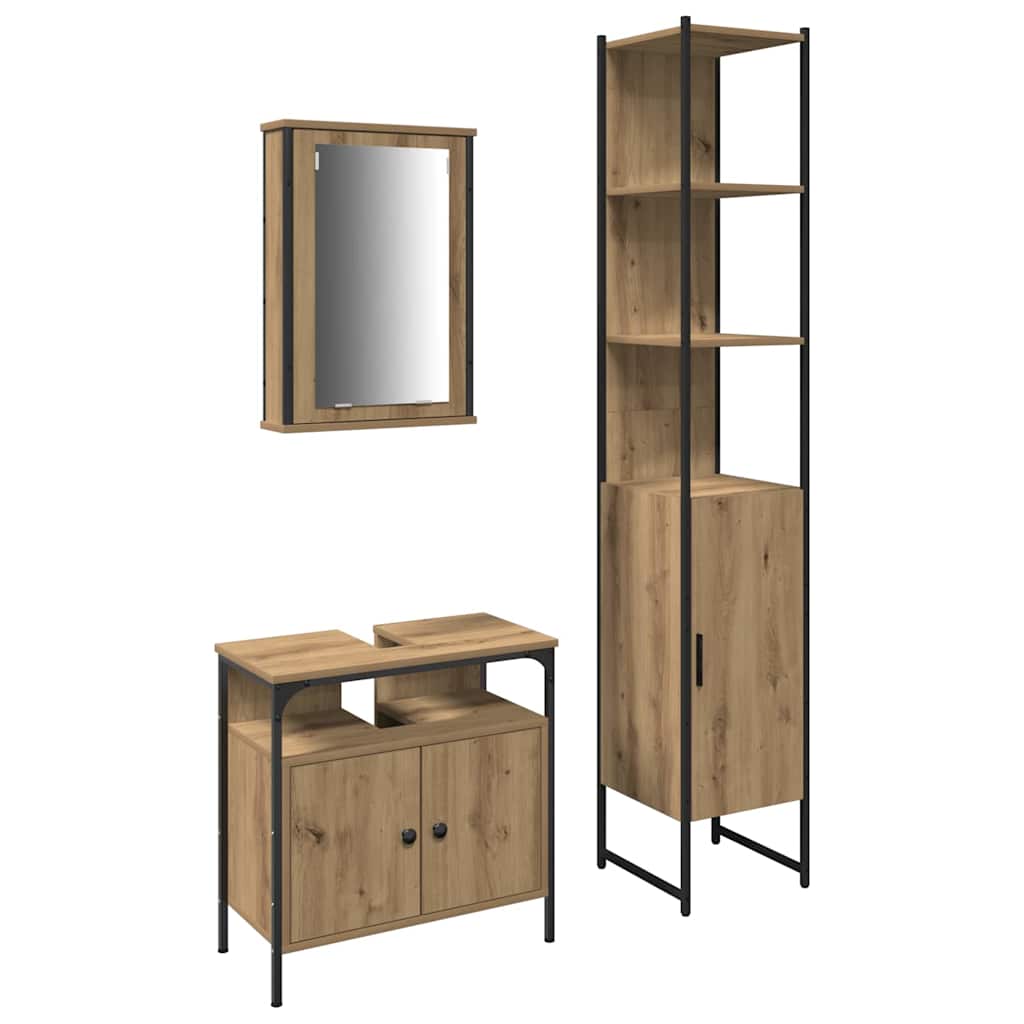Ensemble de mobilier de salle de bain 3 pc Chêne artisanal