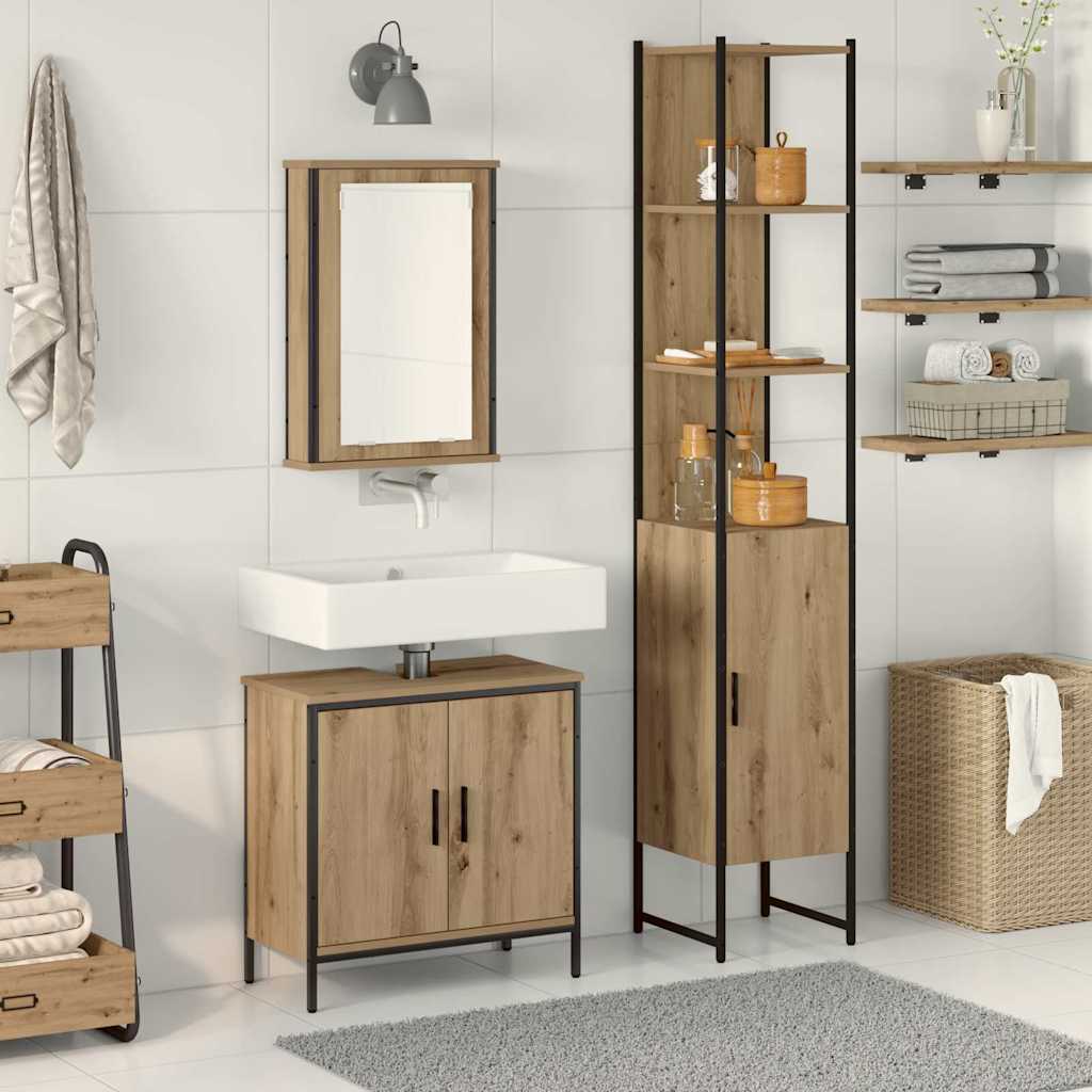 Ensemble de mobilier de salle de bain 3 pièces Marron