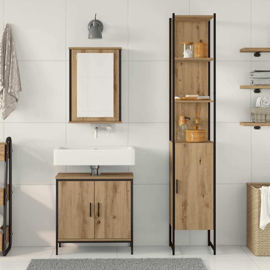 Ensemble de mobilier de salle de bain 3 pièces Marron