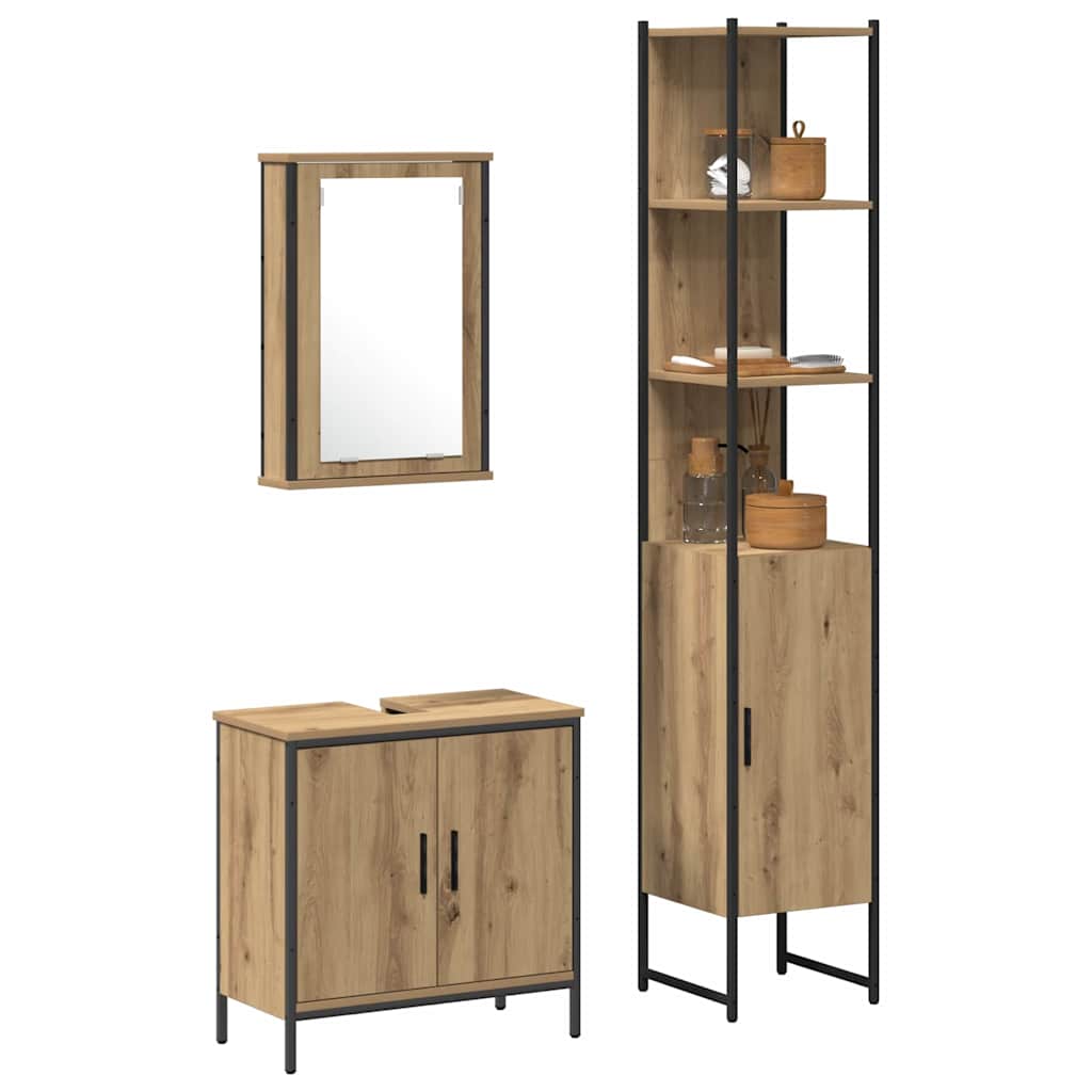 Ensemble de mobilier de salle de bain 3 pièces Marron