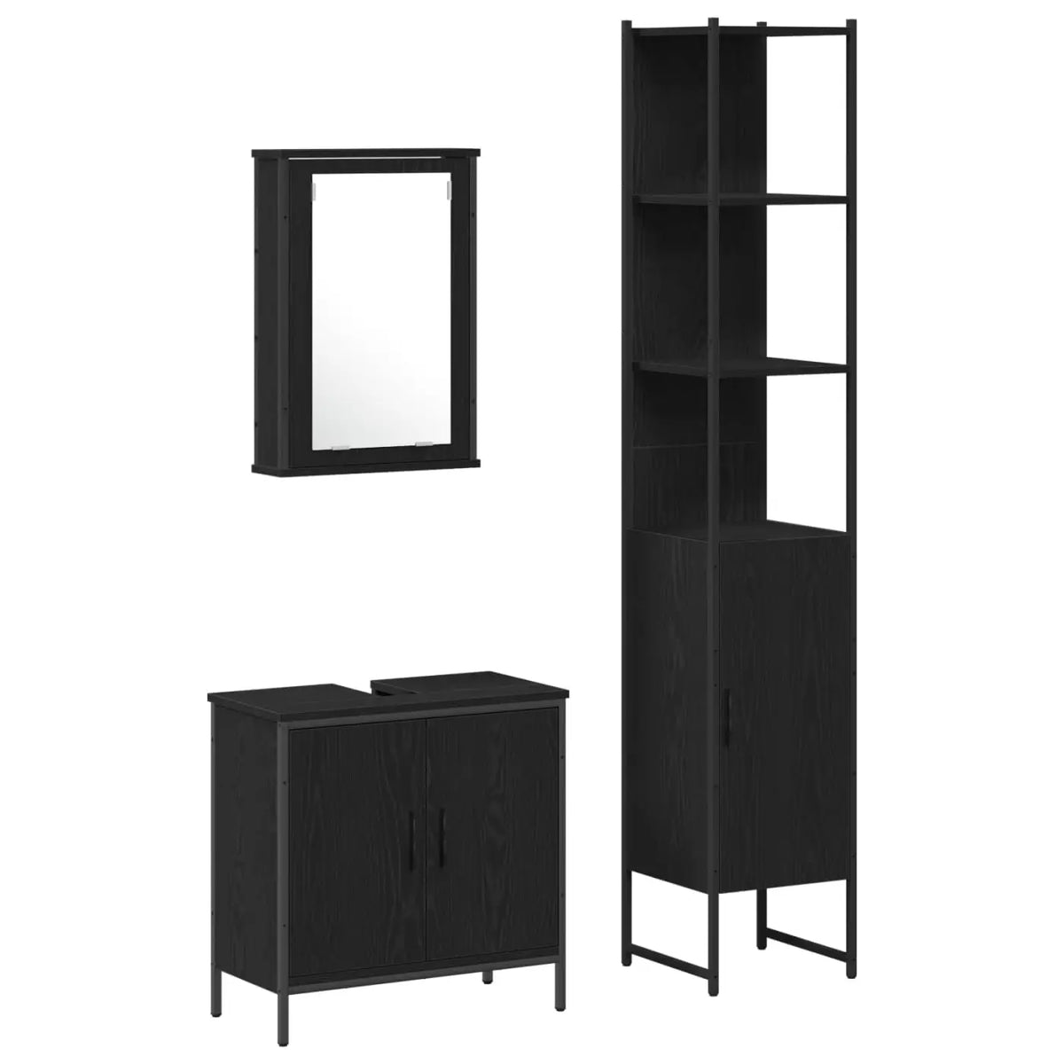 Ensemble de mobilier de salle de bain 3 pc Noir - XIOS