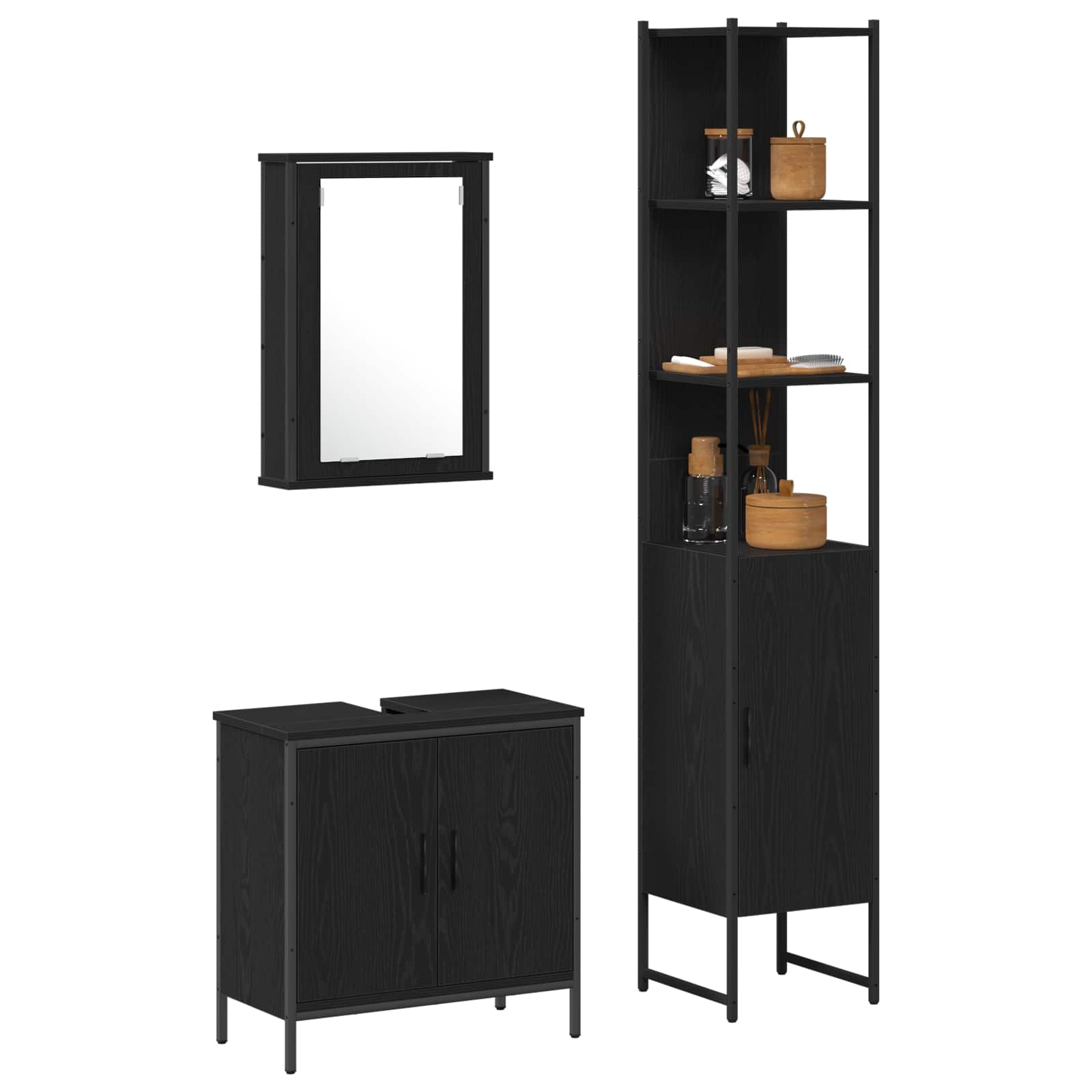 Ensemble de mobilier de salle de bain 3 pc Noir