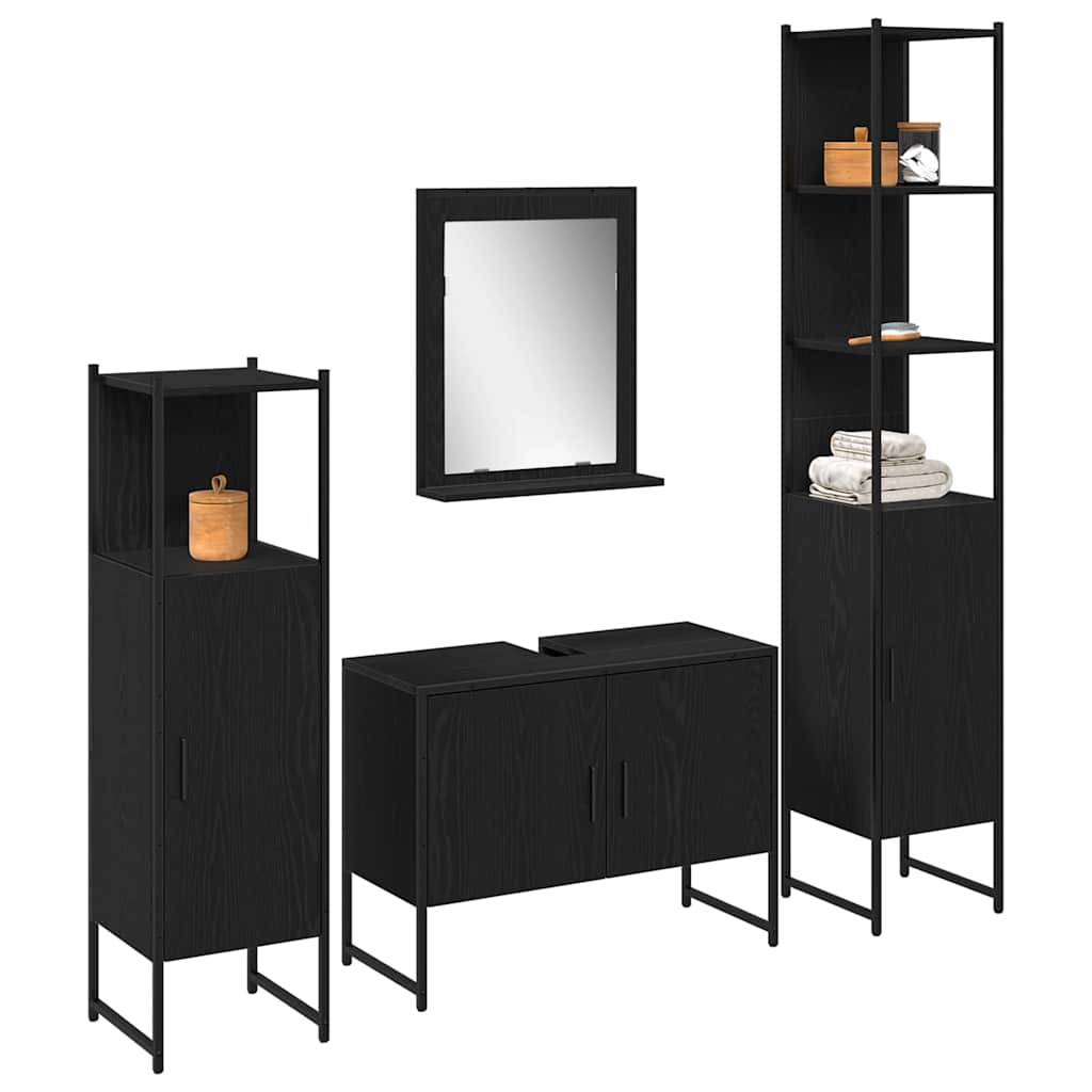 Ensemble de mobilier de salle de bain 4 pc Noir