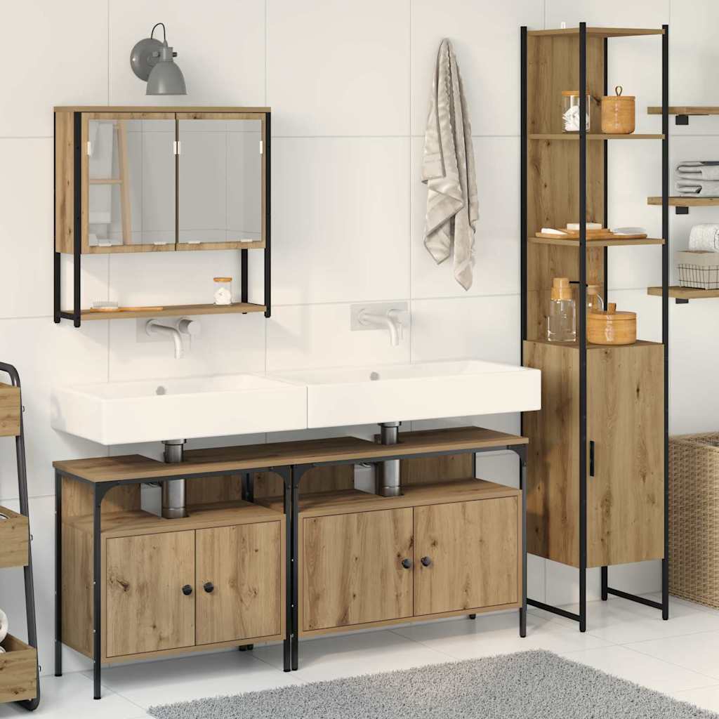 Ensemble de mobilier de salle de bain 4 pièces Chêne artisanal