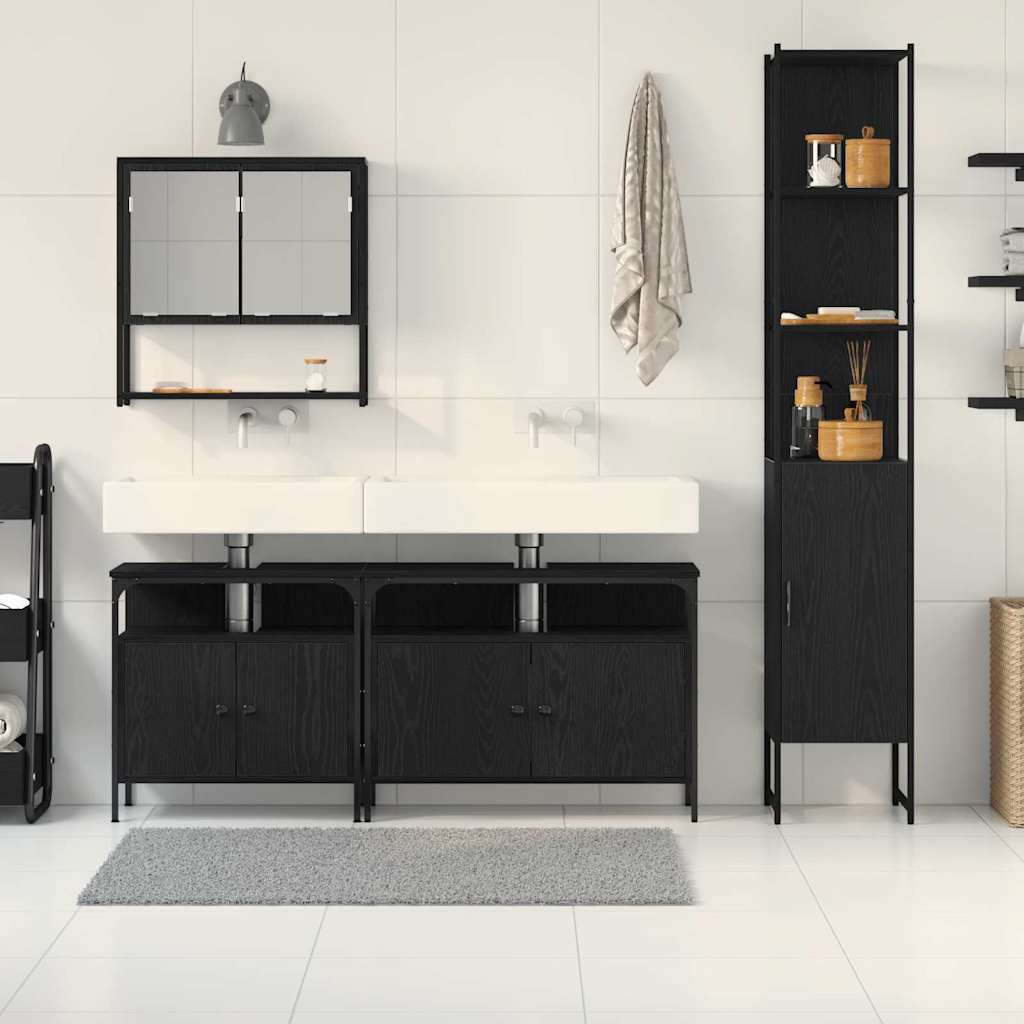 Ensemble de mobilier de salle de bain 4 pièces Chêne noir