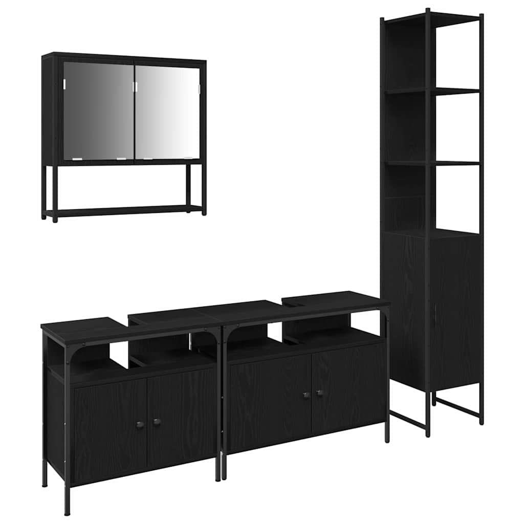 Ensemble de mobilier de salle de bain 4 pièces Chêne noir