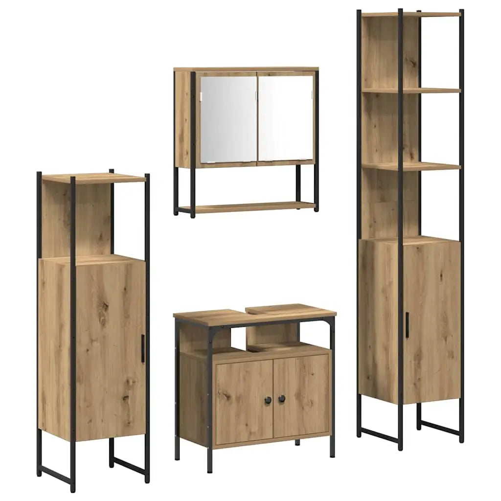 Ensemble de mobilier de salle de bain 4 pc Chêne artisanal - XIOS